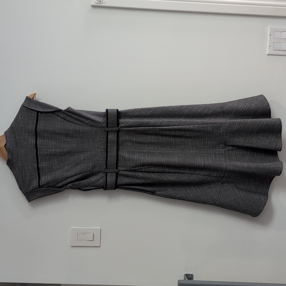 Vintage Y2K Le Chateau Charcoal Belted Midi Dress Size Small - Picture 2 of 9